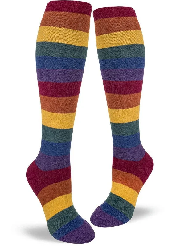 Athletic socks with padding-Heather Rainbow Stripe | Women's Knee-high