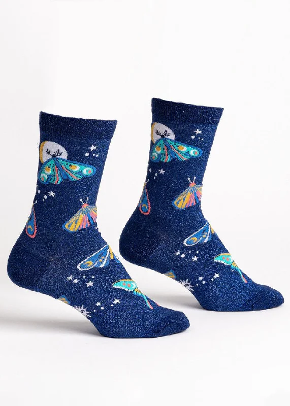 Socks with dot motifs-Moonlit Moth Metallic Women's Socks