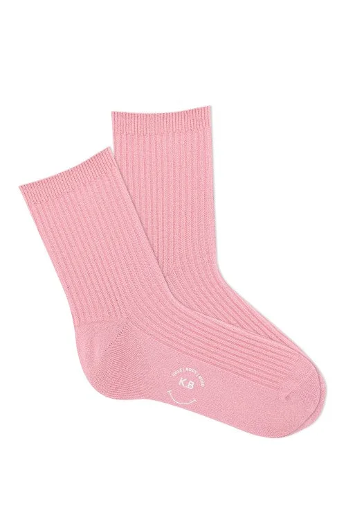 Compression socks with fit-K. Bell Pink Ribbed Crew