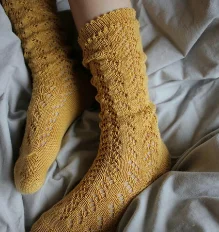 Pink athletic socks-Mustard Long Lace Socks