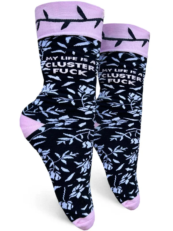 Socks with heel padding-My Life is a Cluster Fuck | Women's Crew