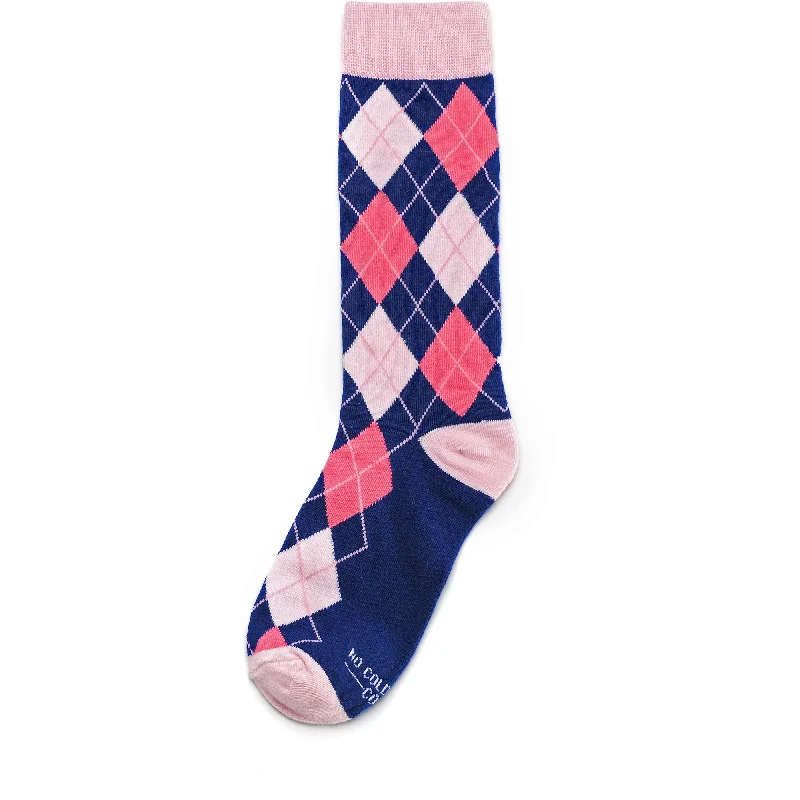 Red knit socks-Navy and Pink Argyle Socks