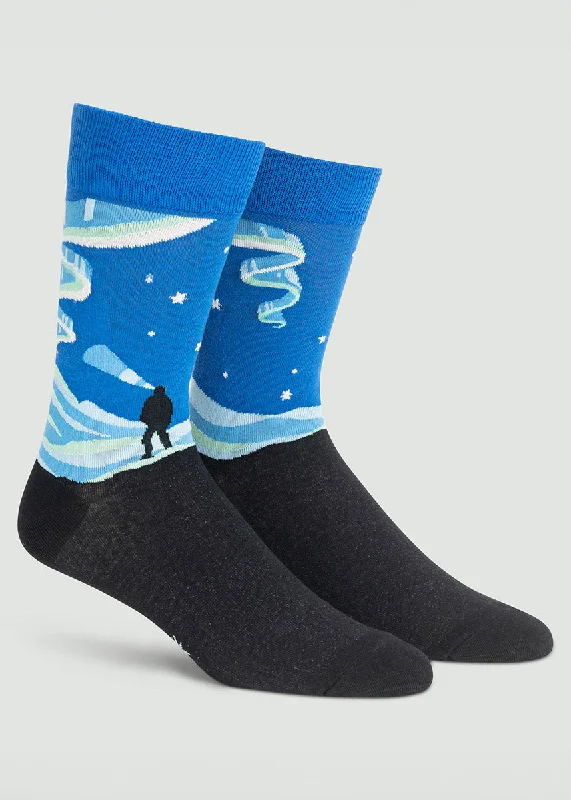 Plaid fleece socks-Northern Lights Glow-in-the-Dark Men's Socks