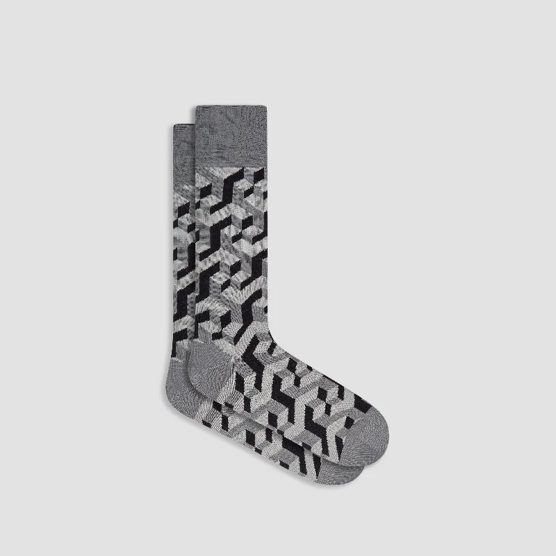 Socks with dot weave-Optical Illusion Mid-Calf Socks