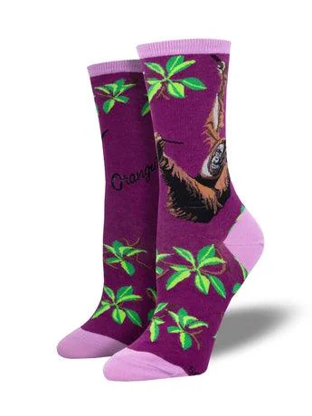 Pink knit socks-Orangutan | Women's Crew