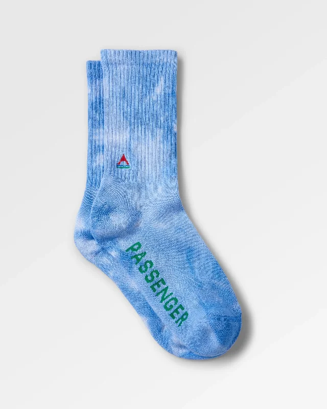 Polka dot socks for quirky style-Organic Mid-weight Crew Socks - Tie Dye Cornflower