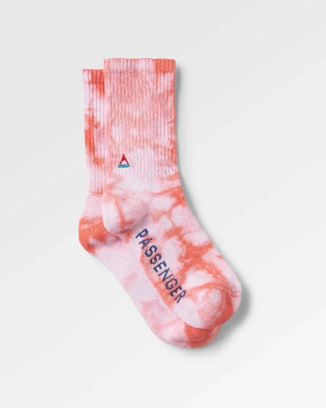 Breathable socks for summer days-Organic Mid-weight Crew Socks - Tie Dye Shell Pink