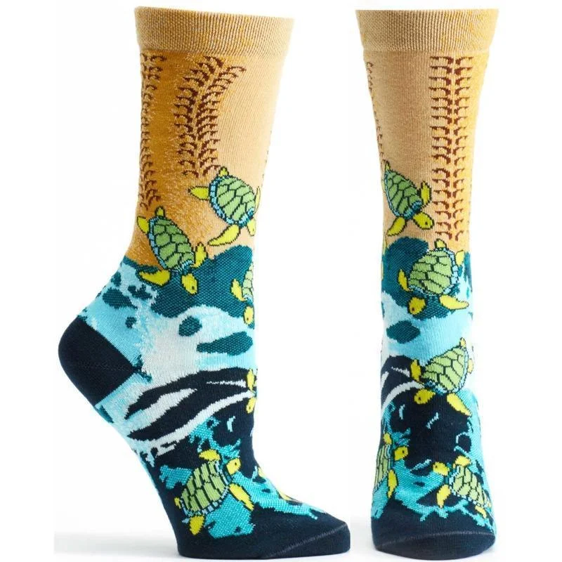 Socks with festive prints-Sea Turtle | Women's Crew