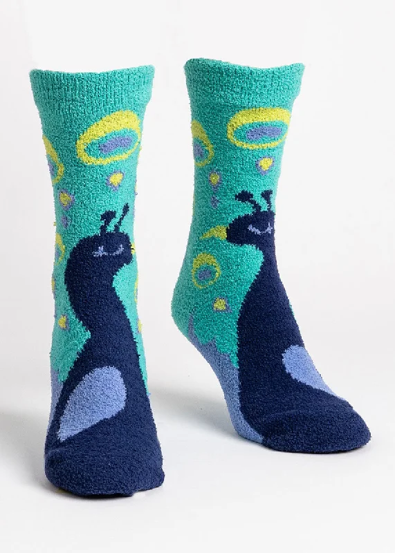 Soft silk socks-Peacock Slipper Socks