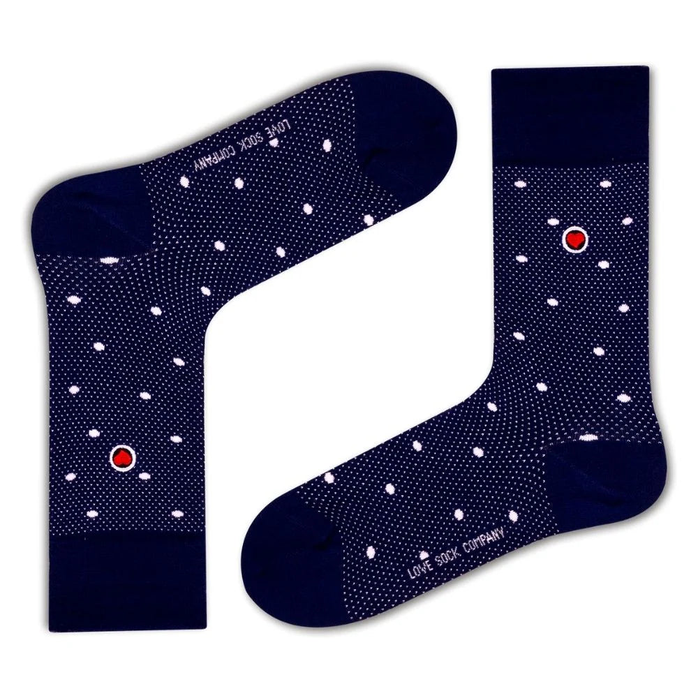 Polka dot fleece socks-Polka Night Women's Luxury Crew Socks Navy Blue (W)