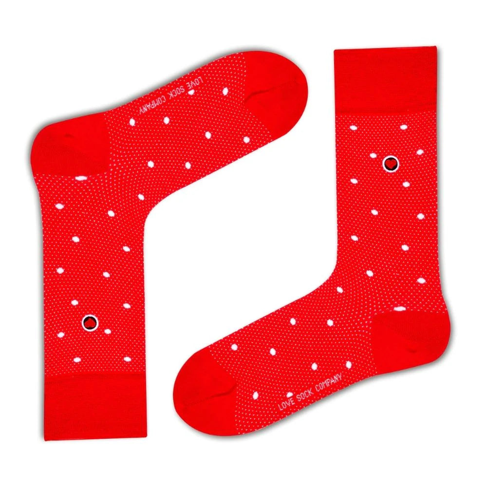 Gray thermal socks-Polka Night Women's Luxury Crew Socks Red (W)