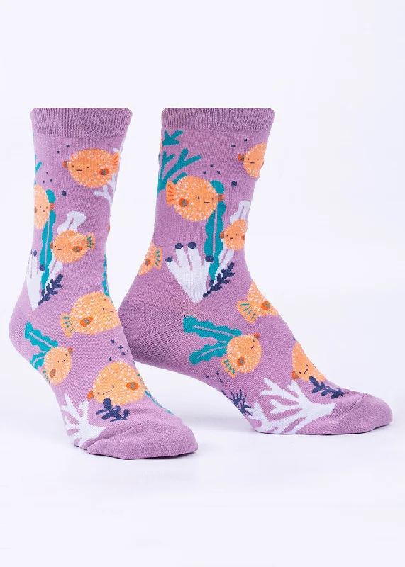 Eco-friendly knit socks-Pufferfish Women's Socks