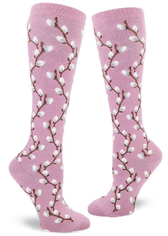 Socks with padded arches-Pussy Willow | Women's Knee-high