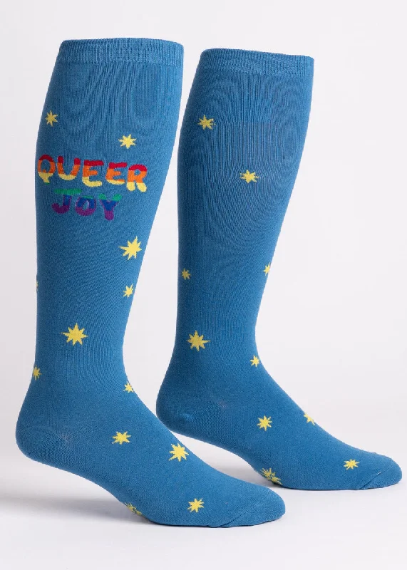 Socks with floral texture-Queer Joy Wide-Calf Knee Socks