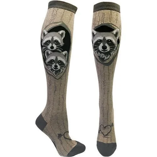 Socks with reinforced soles-Raccoon Den | Women's Knee-high