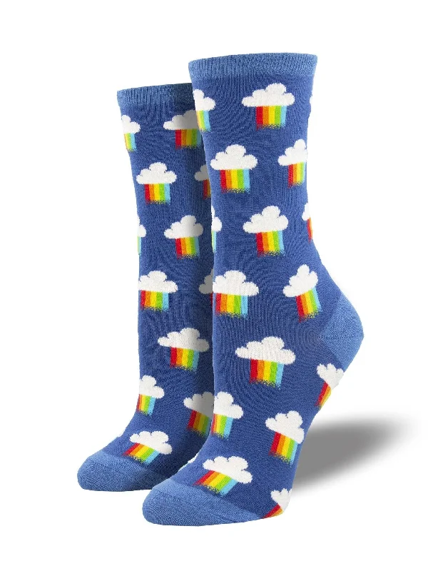 Handmade bamboo socks-Rainbow Rain | Women's Crew