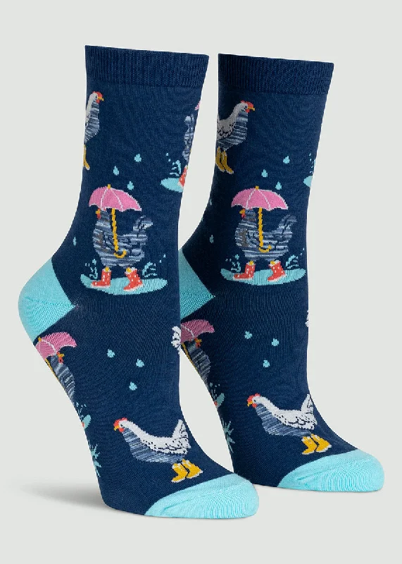 Polka dot socks for quirky style-Rainy Day Chickens Women's Socks