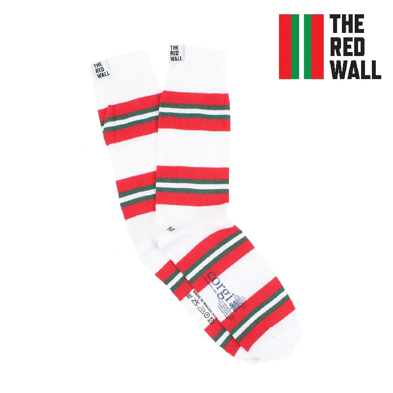 Socks with arch cushion-Red Wall Striped Cotton Socks