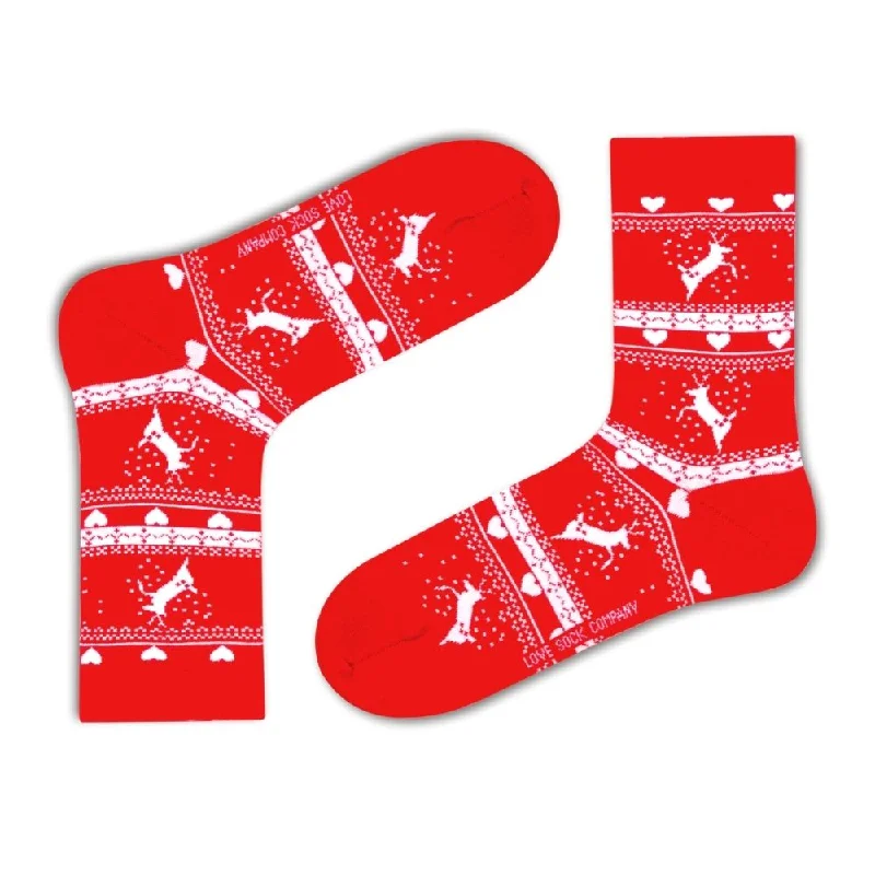 Luxury cotton socks-Christmas Reindeer Novelty Socks for Women (W)