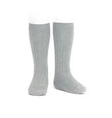 Polka dot knit socks-Ribbed Socks Aluminium