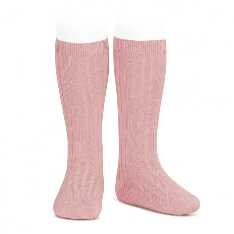 Designer thermal socks-Ribbed Socks Dusky Rose Pink