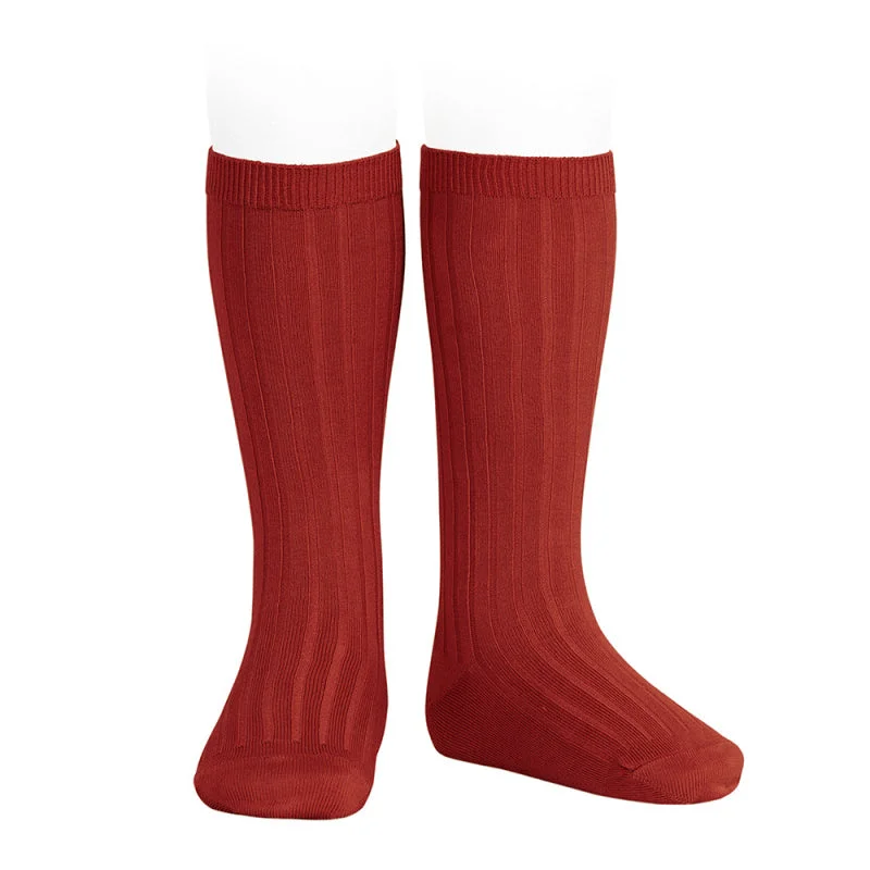 Socks with athletic grip-Ribbed Socks Red