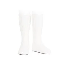 Solid cotton socks-Ribbed Socks White