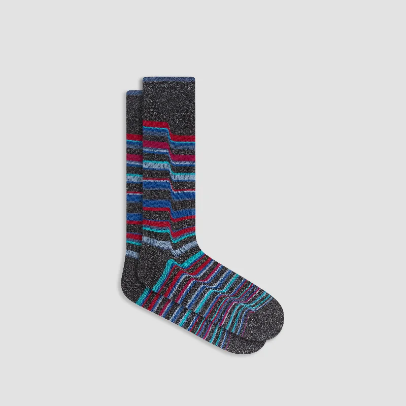 Purple knit socks-Ribbon Stripe Mid-Calf Socks