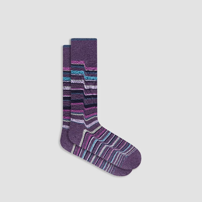 Socks with stripe accents-Ribbon Stripe Mid-Calf Socks