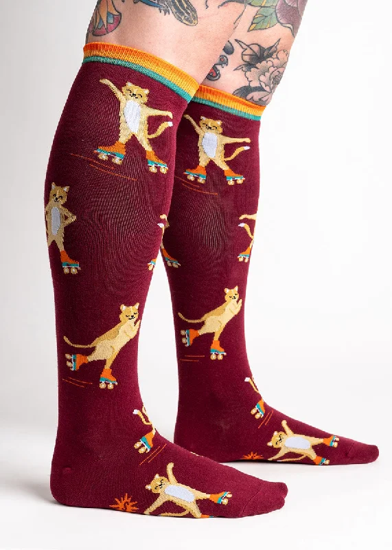 Thermal socks for cold weather-Roller Cats Knee Socks