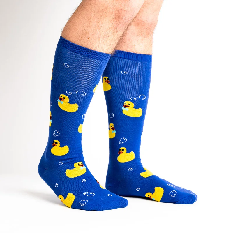 Purple knit socks-Rubber Duckie | All Gender Stretch-It™  Wide Calf Knee-high