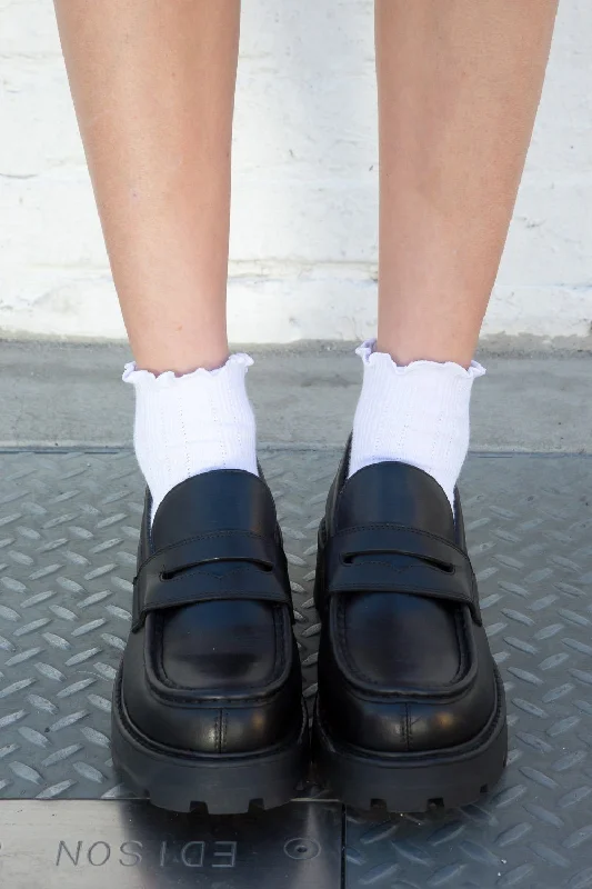 Socks with heel padding-Ruffle Ribbed Socks