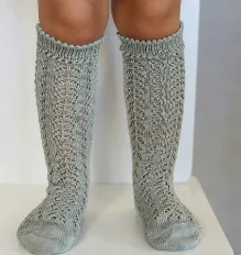 Winter socks with snowflakes-Sage Long Open Lace Socks