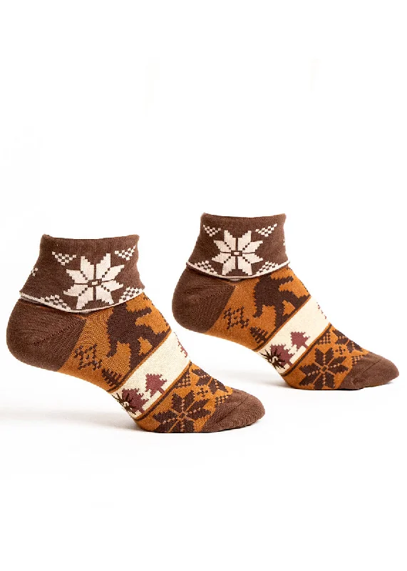 Socks with Christmas trees-Sasquatch Sweater Cuff Ankle Socks