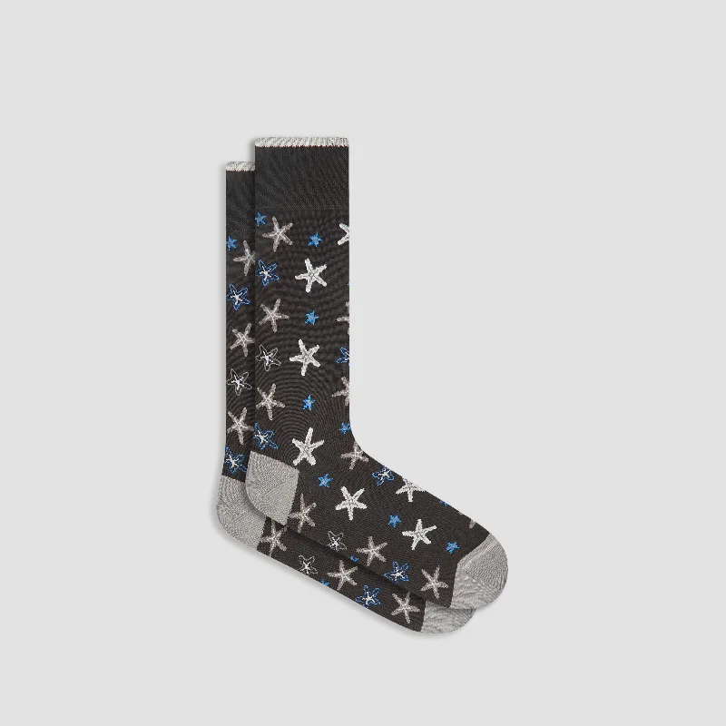 Striped athletic socks-Sea Star Mid-Calf Socks