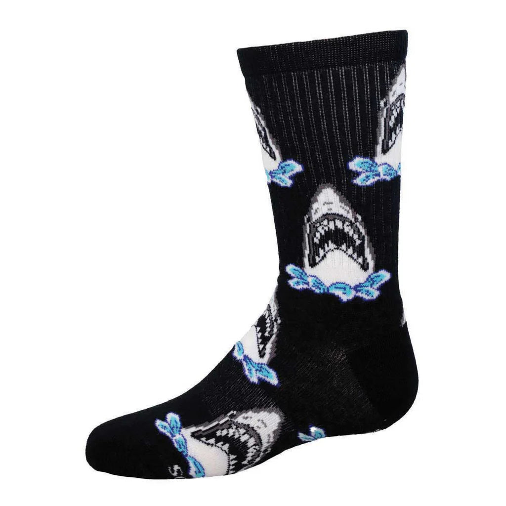 Athletic socks with grip-Shark Attack | Junior Active Crew