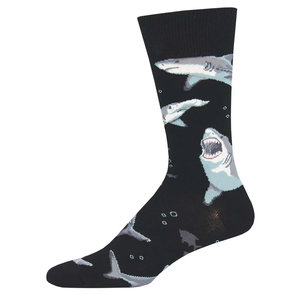 Soft silk socks-Shark Chums | Men's Crew