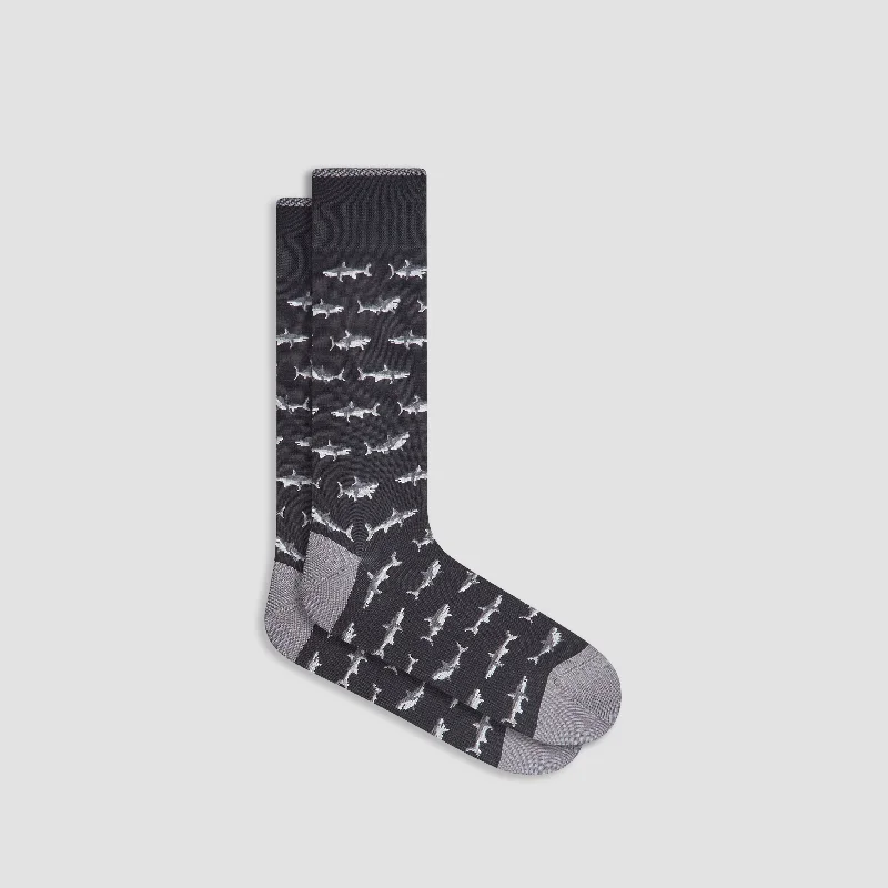 Non-slip socks with rubber dots-Sharks Mid-Calf Socks