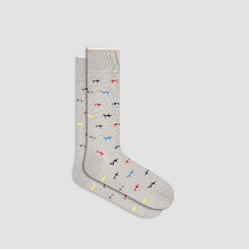 Striped silk socks-Sharks Mid-Calf Socks