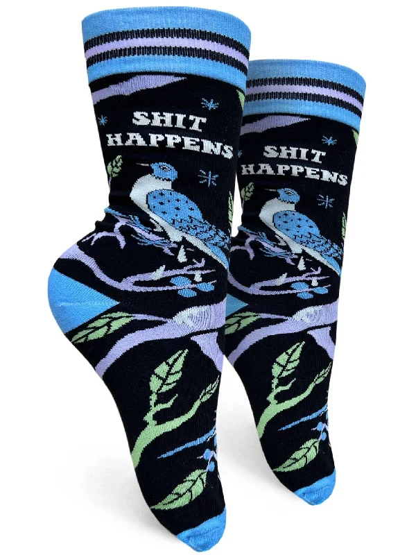 Socks with fleece lining-Shit Happens | Women's Crew