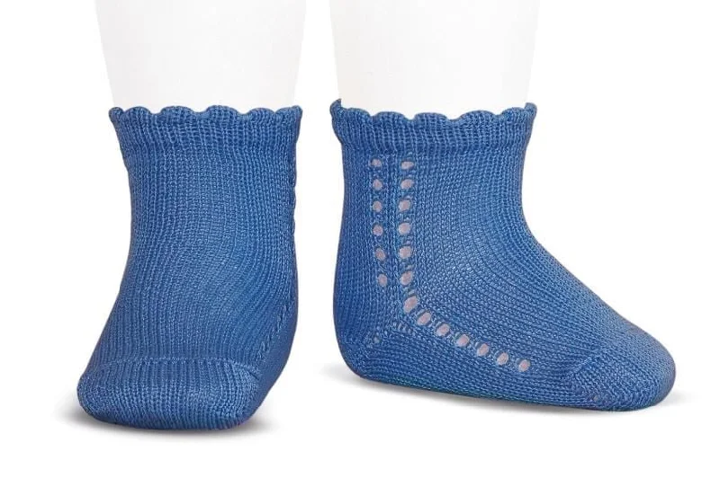 Summer silk socks-Short Lace Socks Indigo Blue