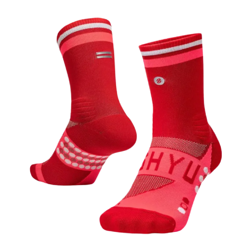 Wool socks for winter warmth-SHYU - Racing Socks - Red/White/Pink