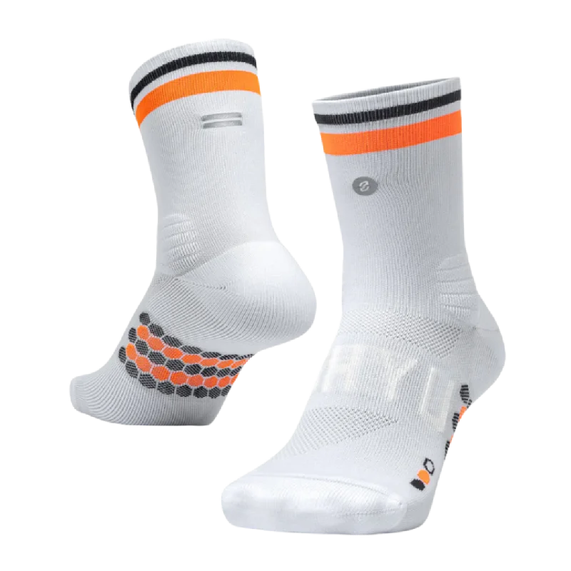 Socks with dot accents-SHYU - Racing Socks - White/Orange/Black