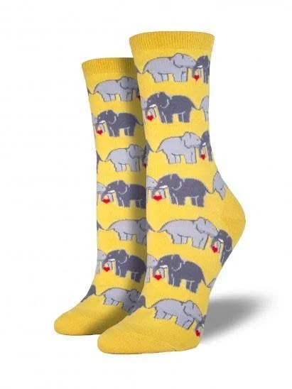 Gray cotton socks-Elephant Love | Women's Crew