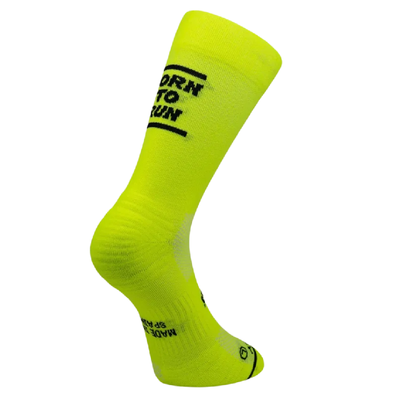 Socks with padded arches-Sporcks - Running Sock - Born To Run Yellow