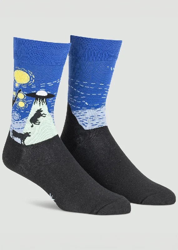 Handmade wool socks-Starry Night UFO Men's Socks