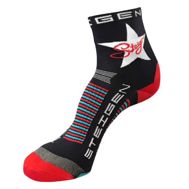 White knit socks-Steigen - Half Length Running Socks - Rock Star