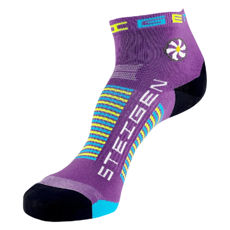 Striped cashmere socks-Steigen - Quarter Length Running Socks - Bubblegum Purple