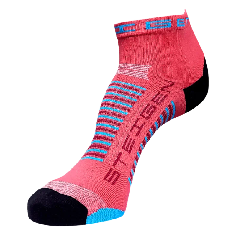 Purple crew socks-Steigen - Quarter Length Running Socks - Coral