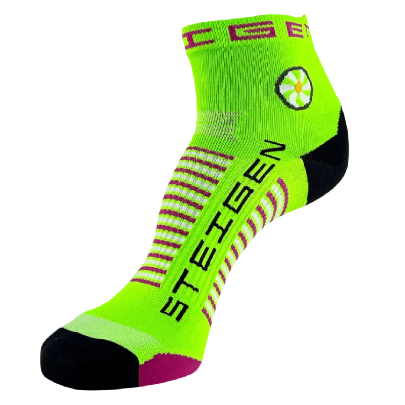 Socks with plaid weave-Steigen - Quarter Length Running Socks - Fluro Green